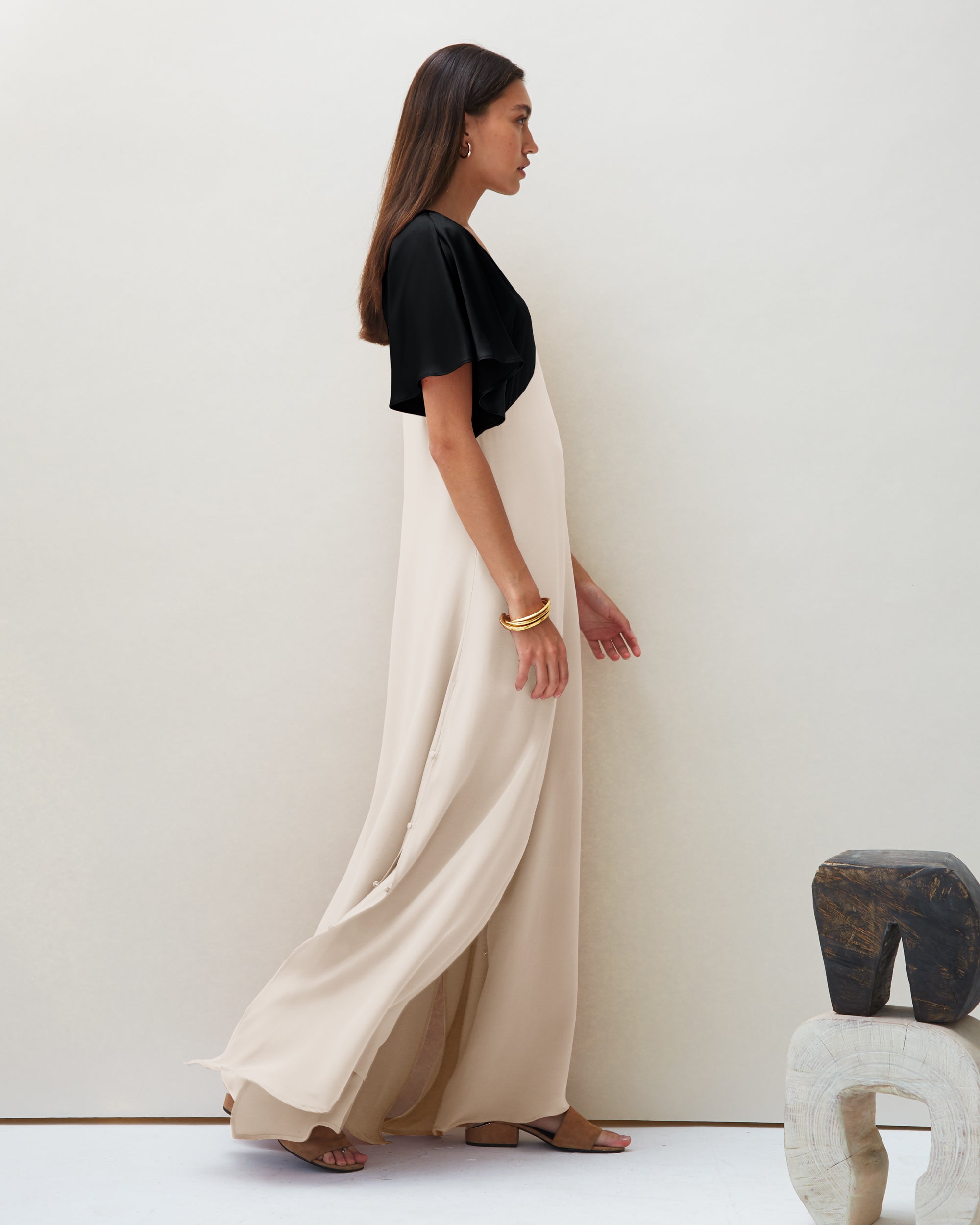 Seta Gown in Black & Ivory | Made-to-order