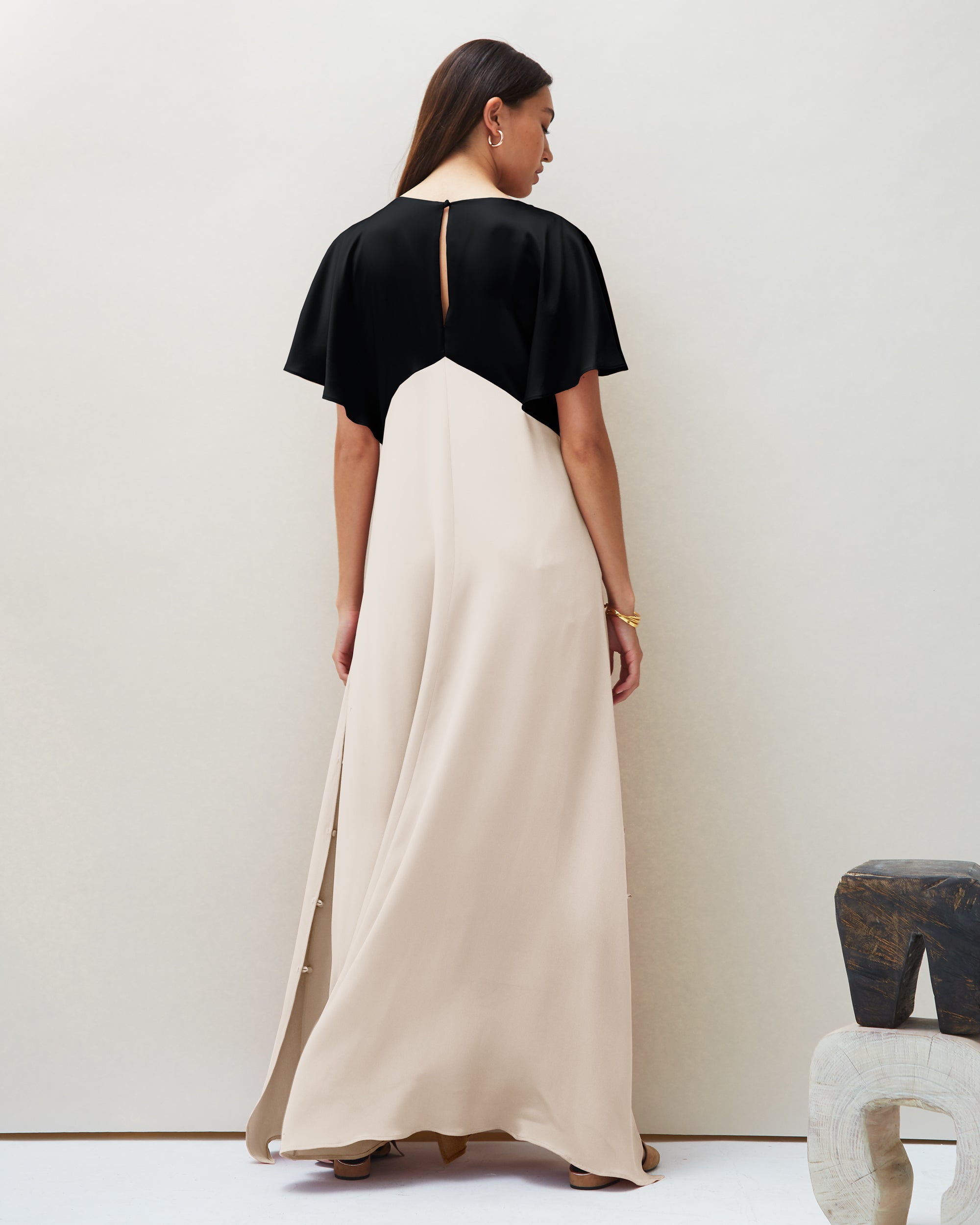 Seta Gown in Black & Ivory | Made-to-order